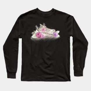 Floral Raptor Skull (Color version) Long Sleeve T-Shirt